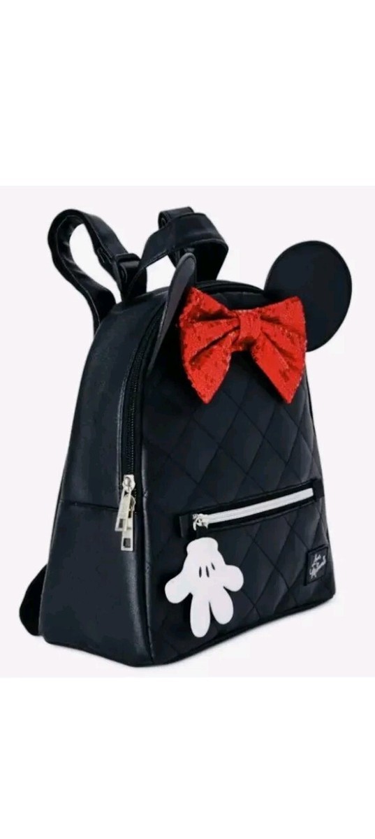 Disney Minnie Mouse Mini Backpack Black Quilted Sequined Red  display picture 2