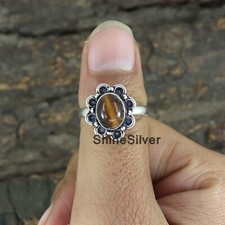 Tiger eye 925 Sterling Silver Boho Statement Handmade Designer Women Ring