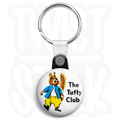 The Tufty Club - 25 mm Retro Kinder Schlüsselring Knopfabzeichen mit Reißverschluss Ziehoption