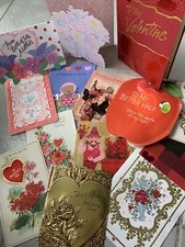 Lot Of 14 High End Valentines For Crafts, Scrapbooking, Repurpose-Gold -Embossed
