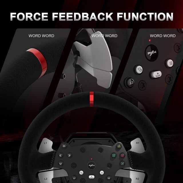 その他 Pxn v10 set steering wheel PXN PXN-V10 Racing 270/900° Steering Wheel with Force