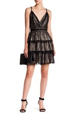 Alice+ Olivia Olive tiered lace mini dress ( Size 8 )