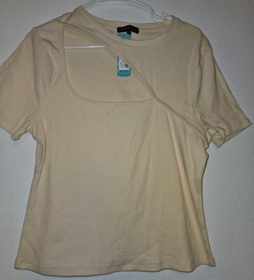 Love Ellie Sz XXL Pale Yellow Knit Open Crossover Neckline Stitchfix NWT