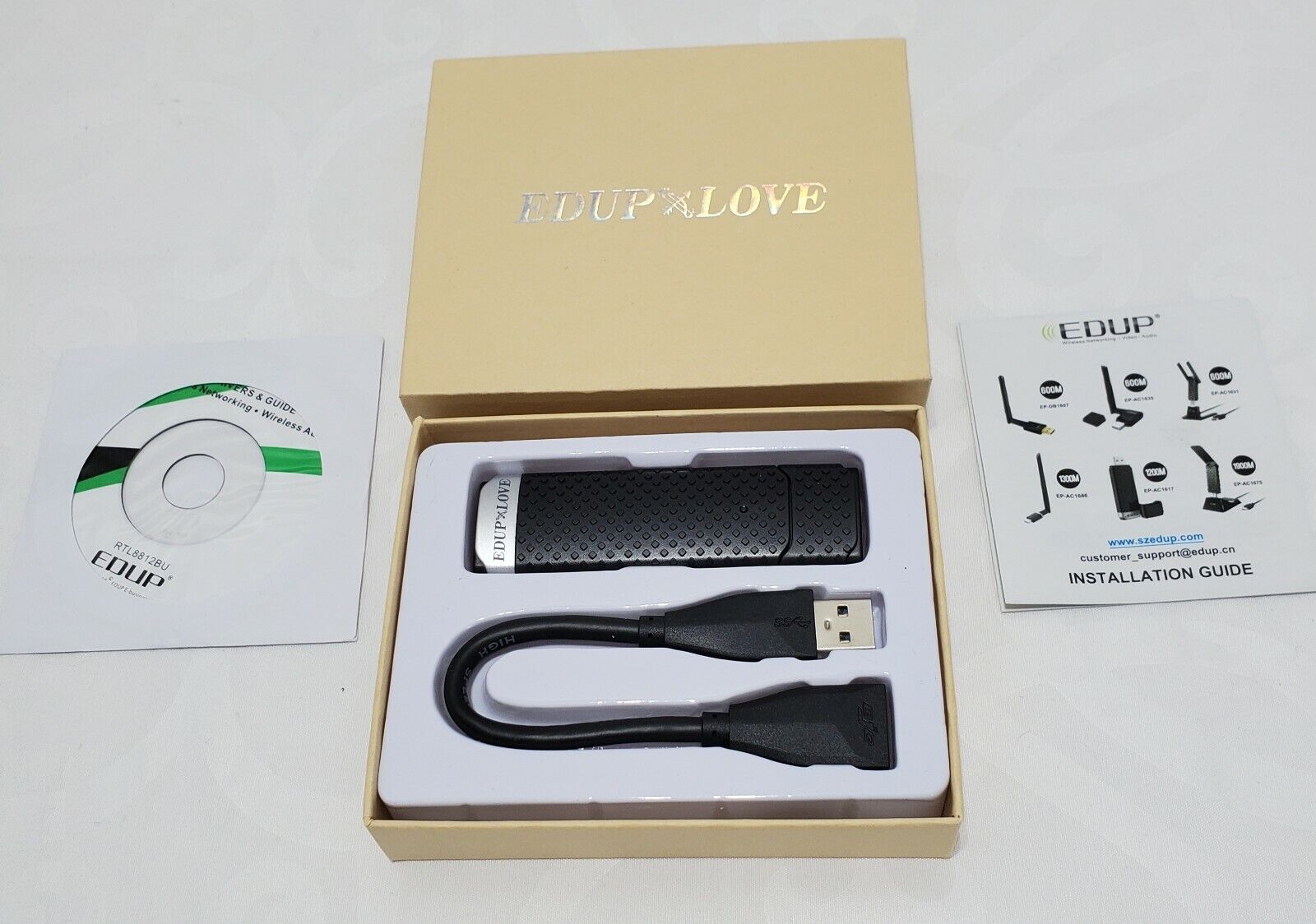 EDUP LOVE USB 3.0 WiFi Adapter AC1300Mbps for PC / Dual Band 5GHz 2.4GHz