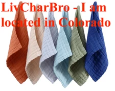 Pack of 6 Soft Absorbent Muslin Cotton Washcloth Burp Cloths Towels