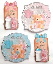3D UPick Its a Boy Girl Bottle Bear Baby Bow Scrapbook Card Embellishment 3899