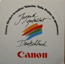 Aufkleber - Canon Deutschland -Jugend gestaltet- 80er Jahre, 11cm