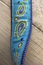 NOS-Douglas Paquette-Turquoise-Aqua-Blue-Paisley-Floral-Fabric-Belt-MADE IN USA!