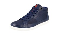 Prada Leder Nylon High-Top Sneaker - Navy Blau Weiss - Neu - 7 41