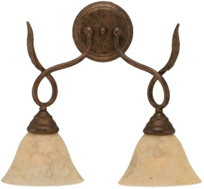 Toltec Lighting Leaf 2 Light Wall Sconce Bronze Finish 7'' Italian Marble Glass