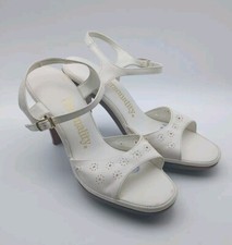 Women's Personality White High Heel Shoe Size 7 Made In USA Perforated Open Toe