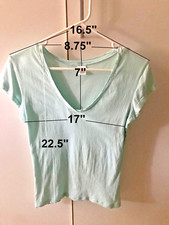 Knit-Knit Women's Soft Cotton T-Shirt V-Neck Short Sleeve Solid Light Blue M