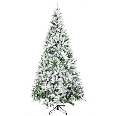 9ft Tall Unlit Snow Flocked Pine Artificial Christmas Tree with Realistic Branch