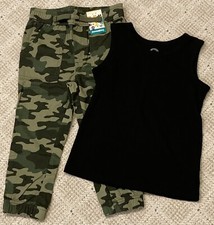 NWT Garanimals Camo Pants 4T Wonder Nation Black Tank Top XS 4-5 Outfit