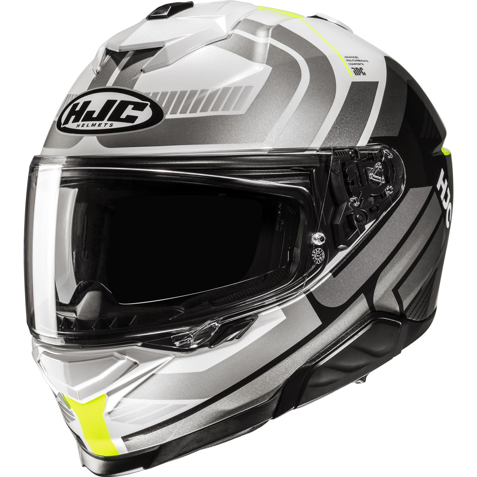 Motorcycle Helmet M - HJC i71 Viz Integral Helmet - Weiß-schwarz-fluogelb