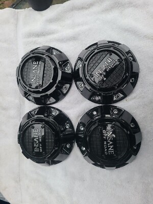 INSANE WHEEL CENTER CAPS #721L182 GLOSS BLACK SET OF 4 CAPS