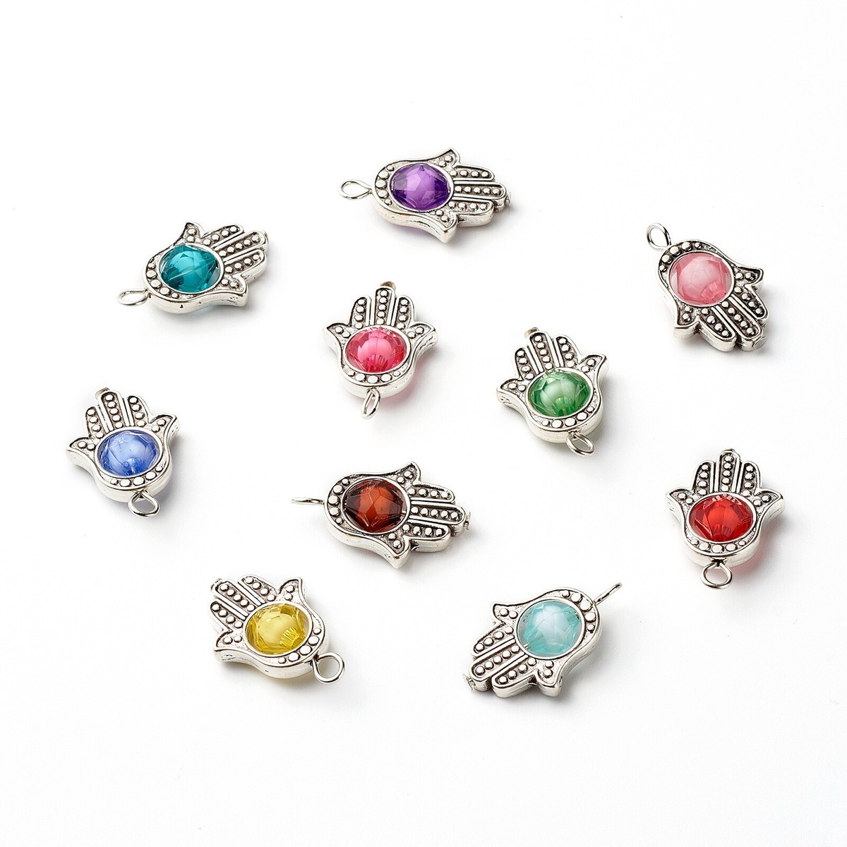 30/50 Pezzi Di Ciondoli Hamsa Mano Occhi Pendenti In Lega - Foto 5