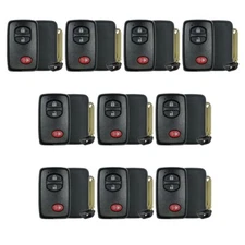 Compatible with Toyota Smart Prox Fob Key Shell Case 3 Buttons + Blade (10 Pack)