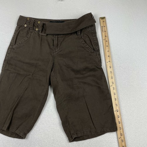Calvin Klein Capri Shorts Womens 4 100% Linen Brown Pockets With Belt - Picture 5 of 11