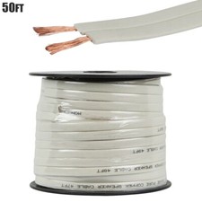 50' feet 16 Gauge AWG Pure Copper Flat 2-Conductor Speaker Wire Audio Cable