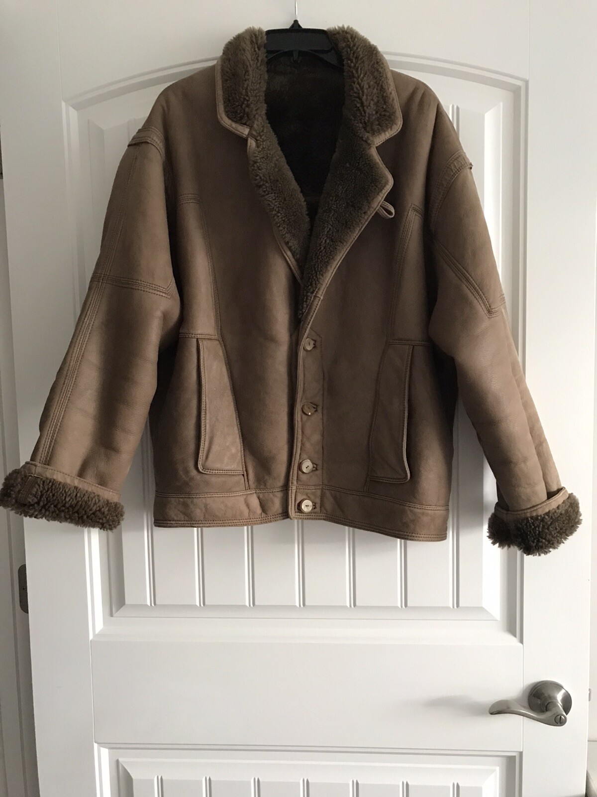 REAL SHEARLING LEATHER BUTTON UP POCKETS MEN'S JA… - image 1