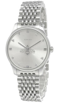Gucci G-Timeless 36mm SS Silver Dial Slim Unisex Watch YA1264153