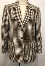 L1820 Vintage Libra Women's Brown Mix Check Tweed Jacket Size 12 Uk
