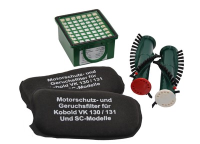 2 Geruchs- + Feinfilter + Bürsten geeignet Vorwerk Kobold VK 130 131 EB 350 351