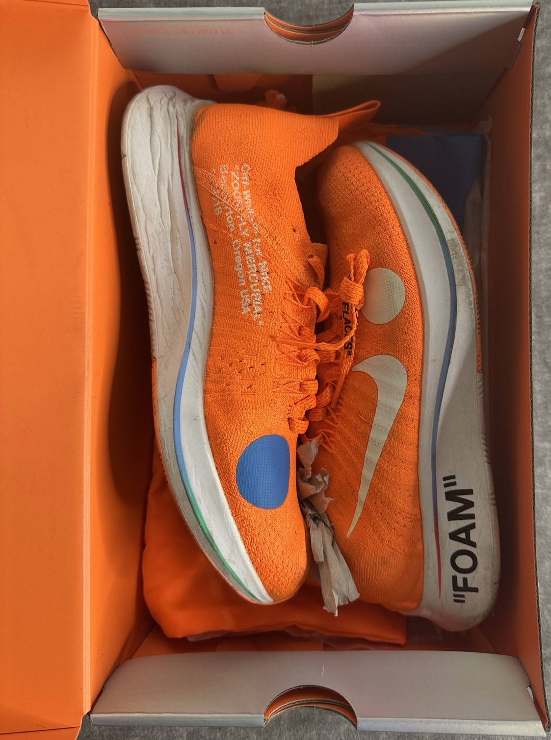 OFF WHITE X NIKE Nike Zoom Fly Mercurial Flyknit x OFF WHITE Sneakers Arancione Taglia 7 AO2115 800