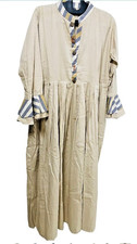 Women Beige Kurta Cotton Kurti Tunic Top Indian Dress Bust 42" L Size Long Kurta