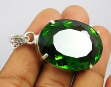 Pendant Solid Silver 113.15 Ct Natural Green Peridot Oval Cut Gorgeous Gemstone