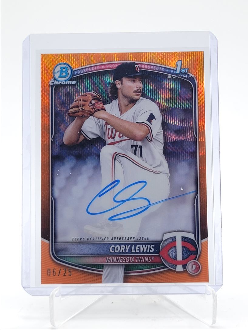 CORY LEWIS 2025 BOWMAN CHROME 1ST AUTOGRAPH ORANGE WAVE AUTO /25 Q1940