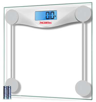 Digital Bathroom Scale, Large Blue LCD, 6mm Glass, 400lbs High Precision