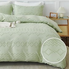 Duvet Cover Size, Boho Tufted Comforter Cover, 3 Pieces Queen Sage Green