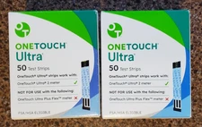 100 One Touch Ultra Test Strips 10/26 exp 10/2026  or later (2 BOXES of 50)