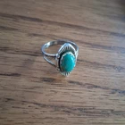 VTG Signed Sterling Silver Turquoise Split Shank Ring - Southwest Style Sz 7.25