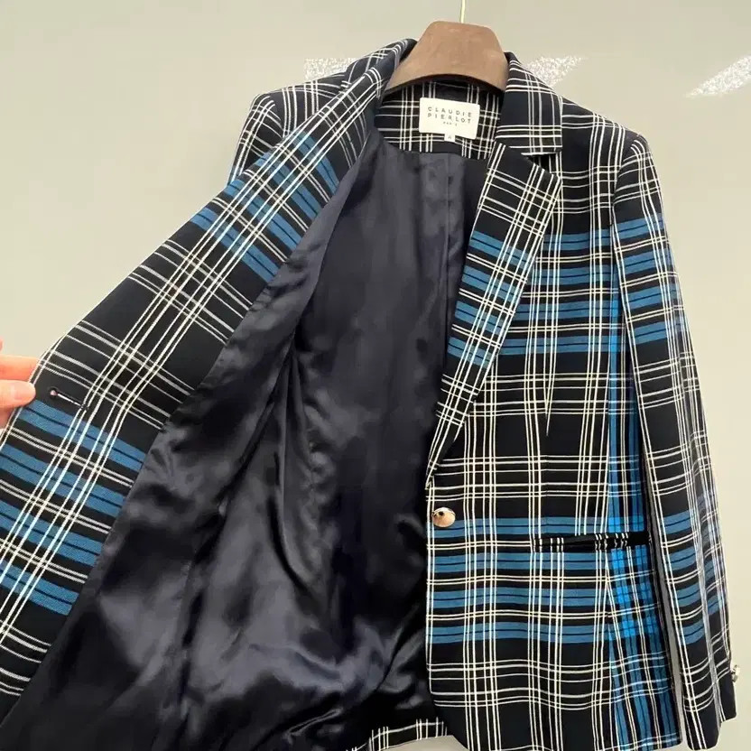 Clodipiero Checked Pattern Jacket - Navy & White - image 5