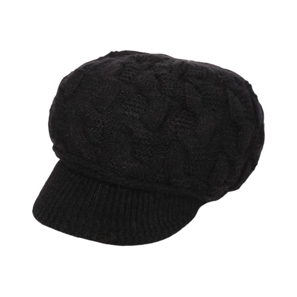Women Winter Knitted Hat, Soft Stretchy Lining Beanie with Visor Snow Ski Cap - Image 4 of 4