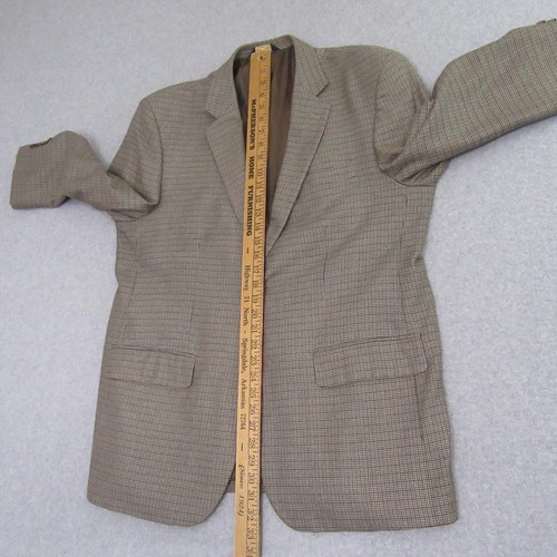 Joseph & Feiss Mens Sport Coat 44R Brown Blue Plaid Houndstooth Silk Wool - Picture 9 of 13