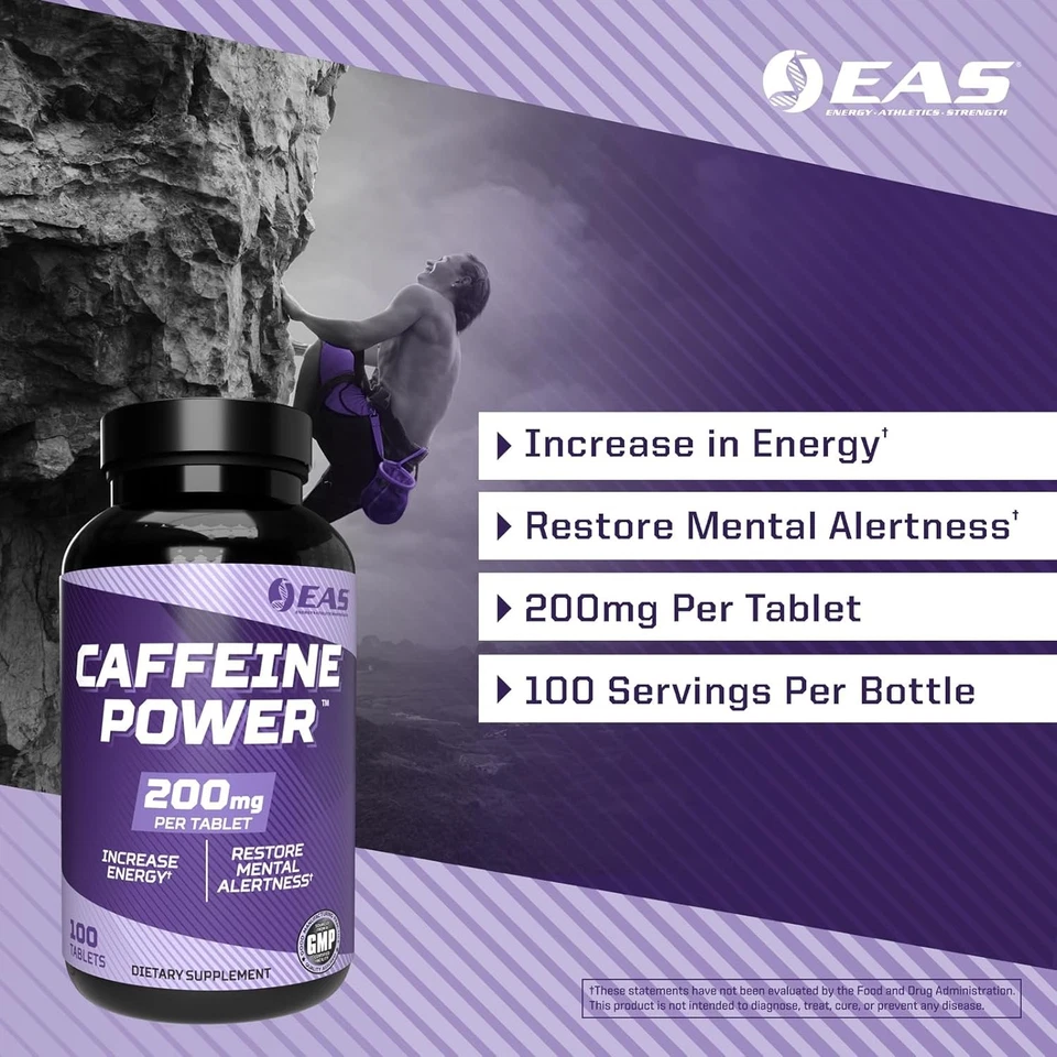 EAS Caffeine Power 200mg | Suplemento de comprimidos | 100 unidades (pacote com 1)  - Imagem 3 de 4