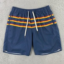 Fair Harbor Short Mens Medium Lined Stripe Drawstring Swim Trunks Board Athletic