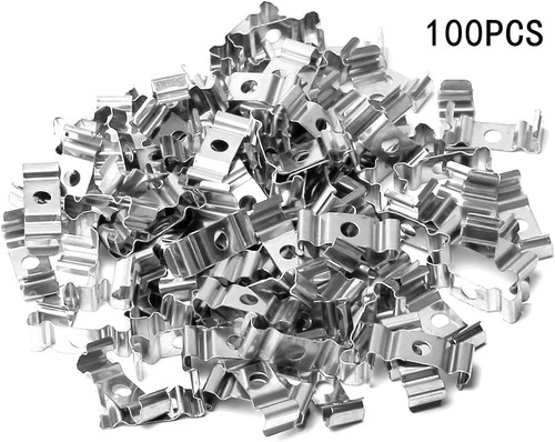 Othmro 100-Pack T5 Clips Bracket Hanger for LED Light 24.5 x 9 x 8mm, Sliver - Picture 4 of 7