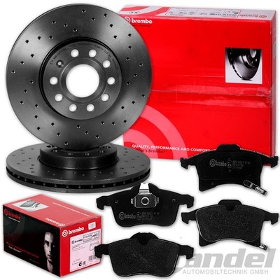 BREMBO gelochte SPORT-BREMSSCHEIBEN + BELÄGE VORNE passend für OPEL CORSA E