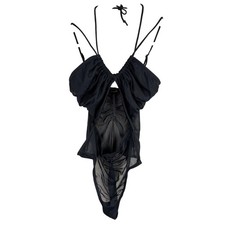 Urban Outfitters Out From Under Mesh Cutout Bodysuit Womens Sz S Black Festival