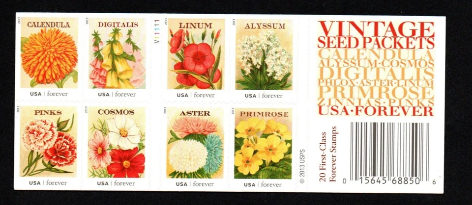 #4754-4763 MNH, VINTAGE SEED PACKET-COMPLETE BOOKLET, 78 Cent, FV $15.60 (2013) - Image 2 of 3