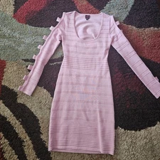 Women's Size M Bebe 2B Bodycon Bandage Dress with cutout sleeves open lower back