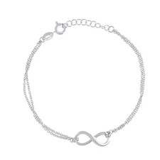 925 Sterling Silver Womens Infinity Charm Bracelet Size 7.5 Inches