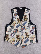 Looney Tunes Small Womens Jacket Vest Cartoon All Over Print Button