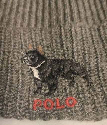 Men’s Polo Ralph Lauren French Bulldog Wool Blend Knit Hat - Picture 2 of 8