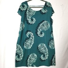 Maurices Womens Dress Sz 0 (16/18) Short Sleeve Knee Length Lined Teal Paisley